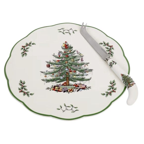 Spode Christmas Tree Appetizer Plate With Matching Knife - Brand New With Tag - Picture 2 of 5